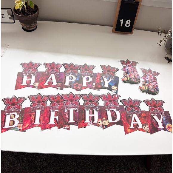 Stranger Things Happy Birthday Banner and Funko Pop Birthday Bunting - Picture 8 of 11